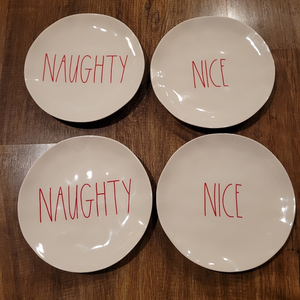 4 Rae Dunn Christmas plates Naughty Nice home decor plate Xmas